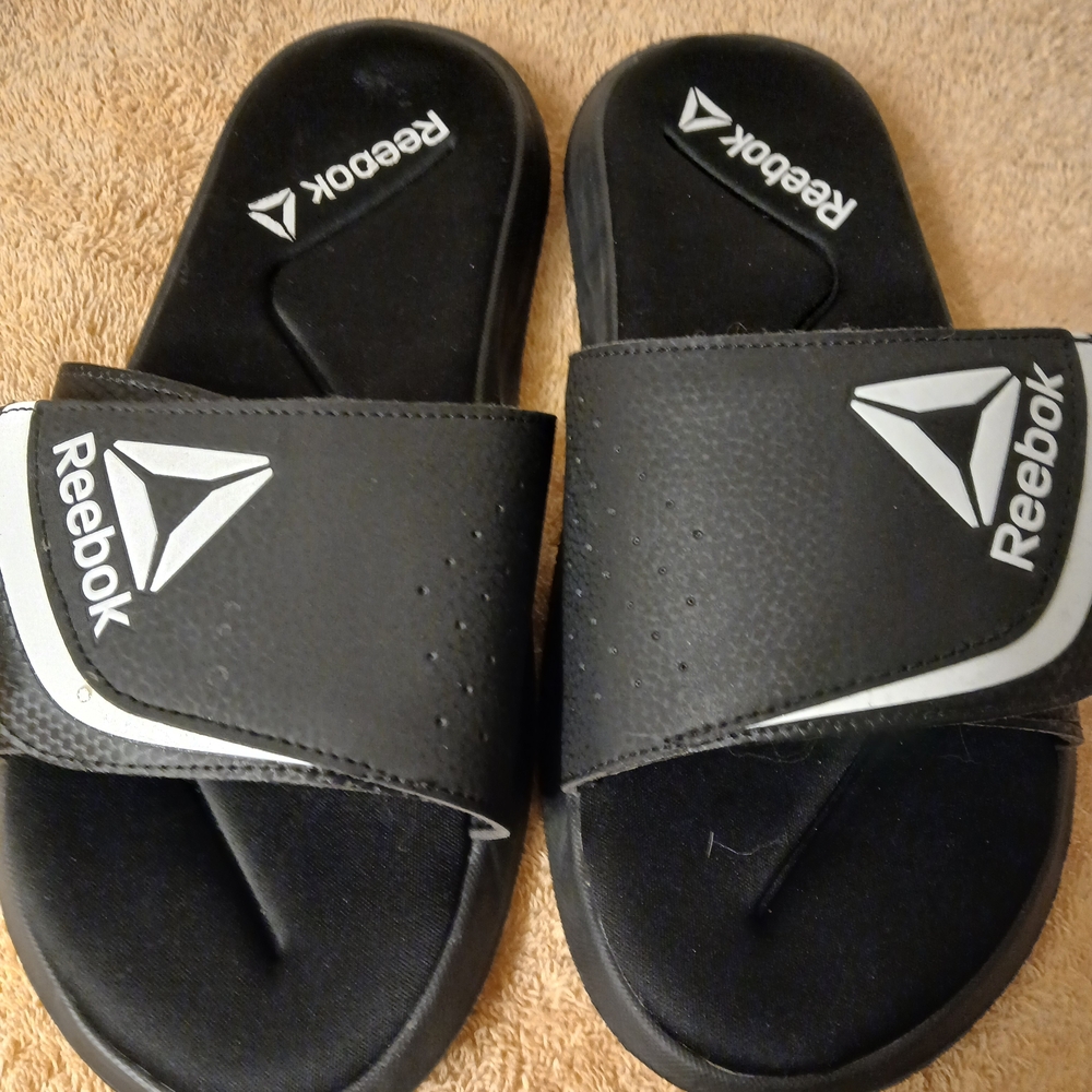 Reebok Black and White Men's Sandals
